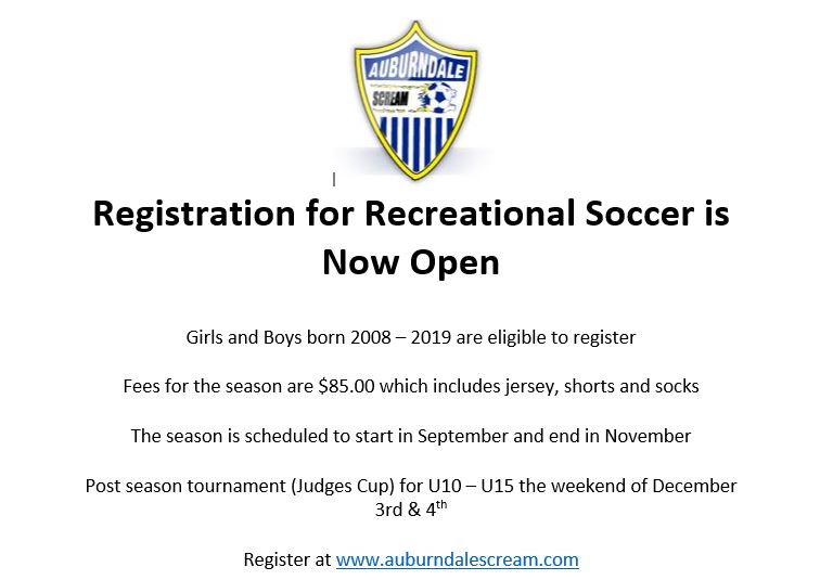 2022 - 2023 Recreational Registration is now Open